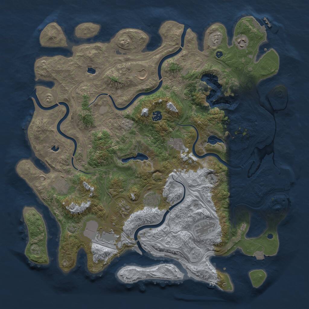 Rust Map: Procedural Map, Size: 4500, Seed: 5015828, 16 Monuments