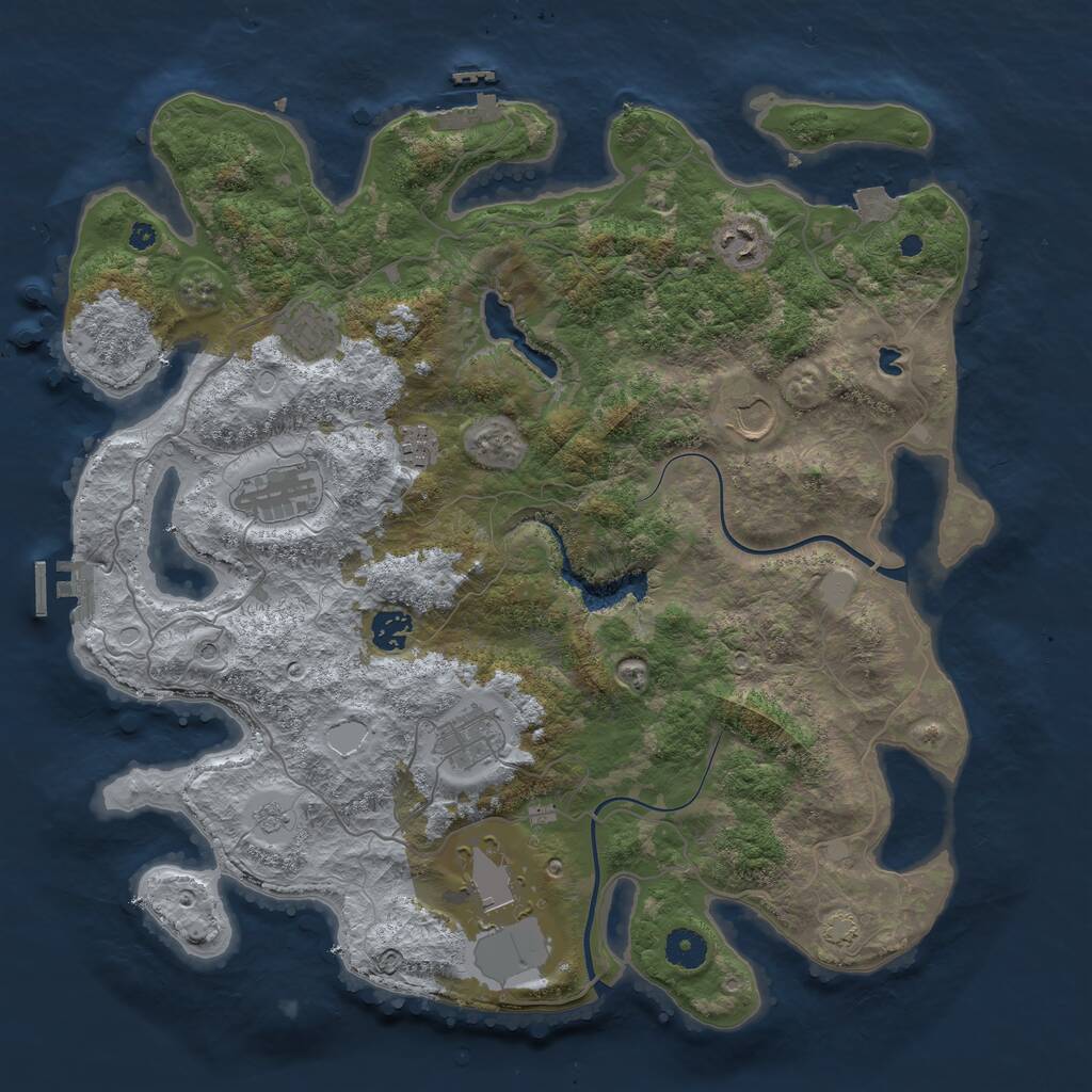 Rust Map: Procedural Map, Size: 4000, Seed: 12324, 14 Monuments