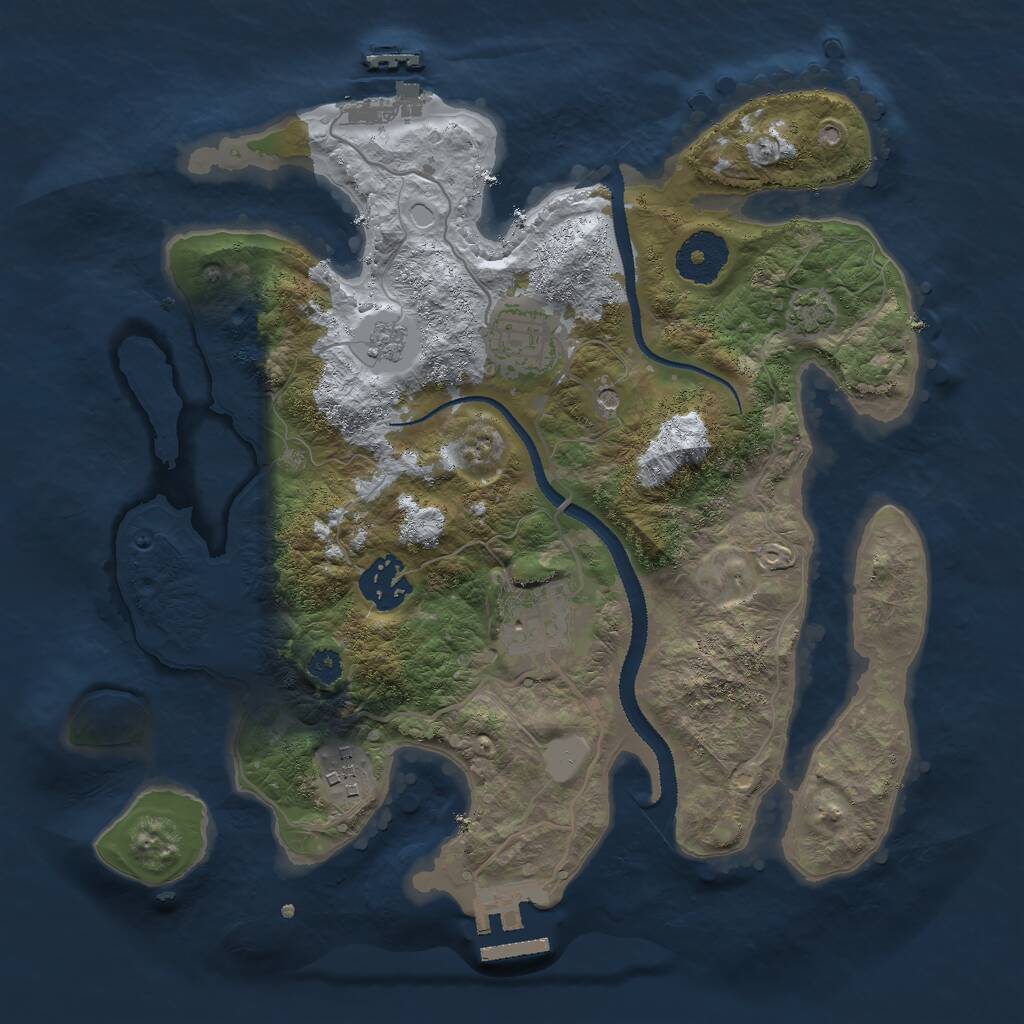 Rust Map: Procedural Map, Size: 3000, Seed: 1856449085, 10 Monuments