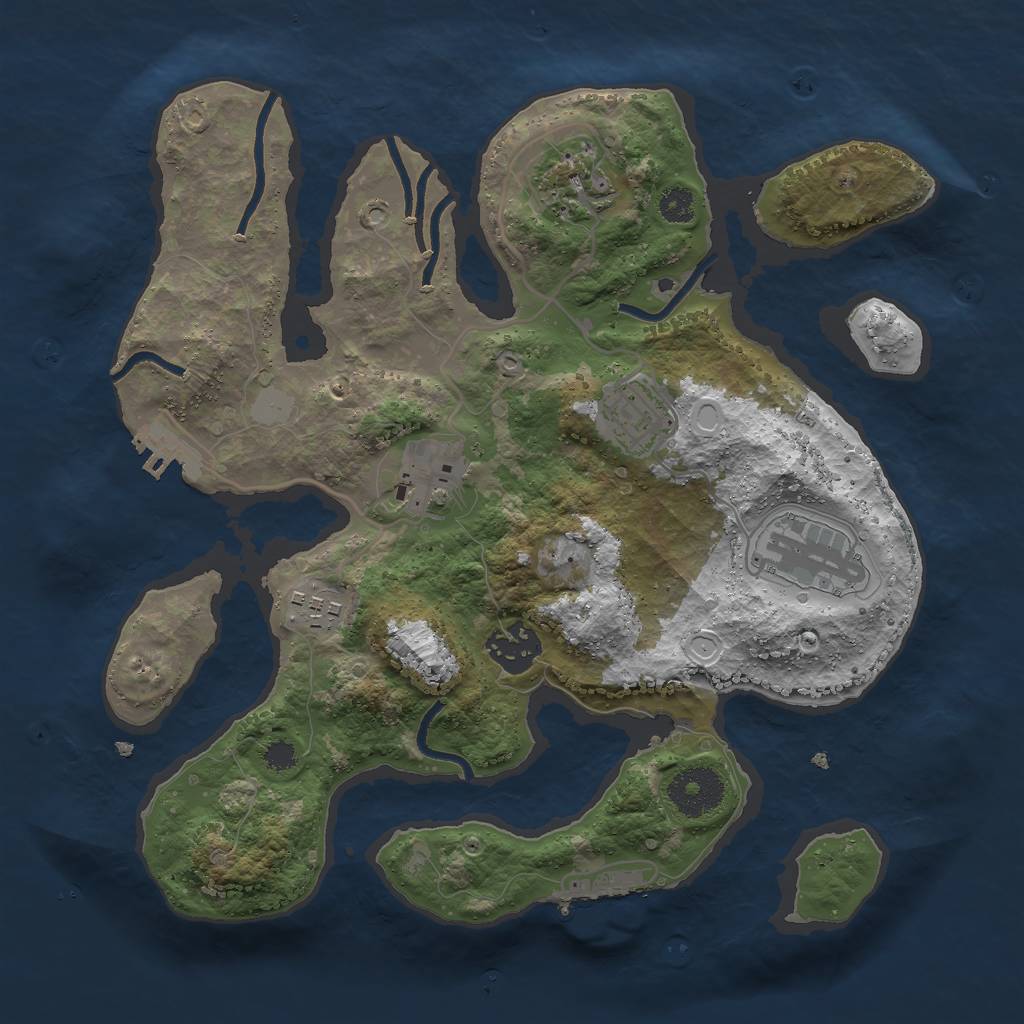 Rust Map: Procedural Map, Size: 3000, Seed: 1932628548, 13 Monuments