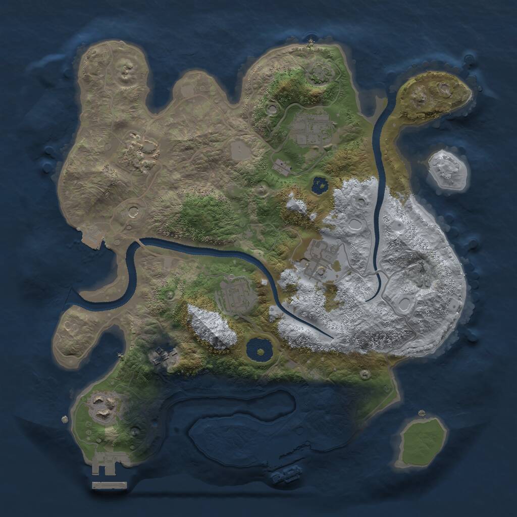 Rust Map: Procedural Map, Size: 3000, Seed: 1932628548, 11 Monuments