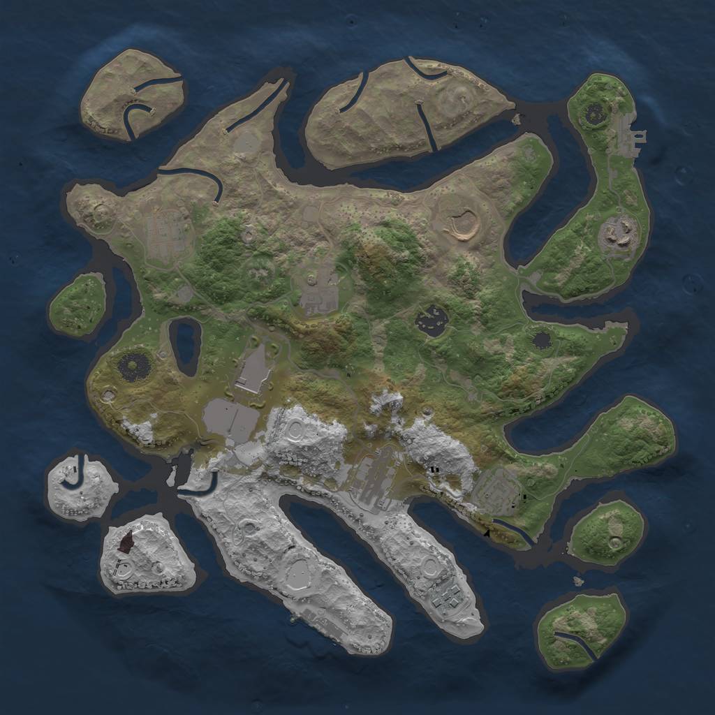 Rust Map: Procedural Map, Size: 3500, Seed: 1968, 16 Monuments