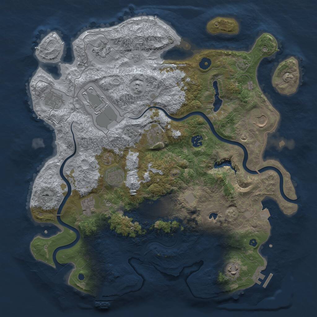 Rust Map: Procedural Map, Size: 4000, Seed: 212131, 17 Monuments