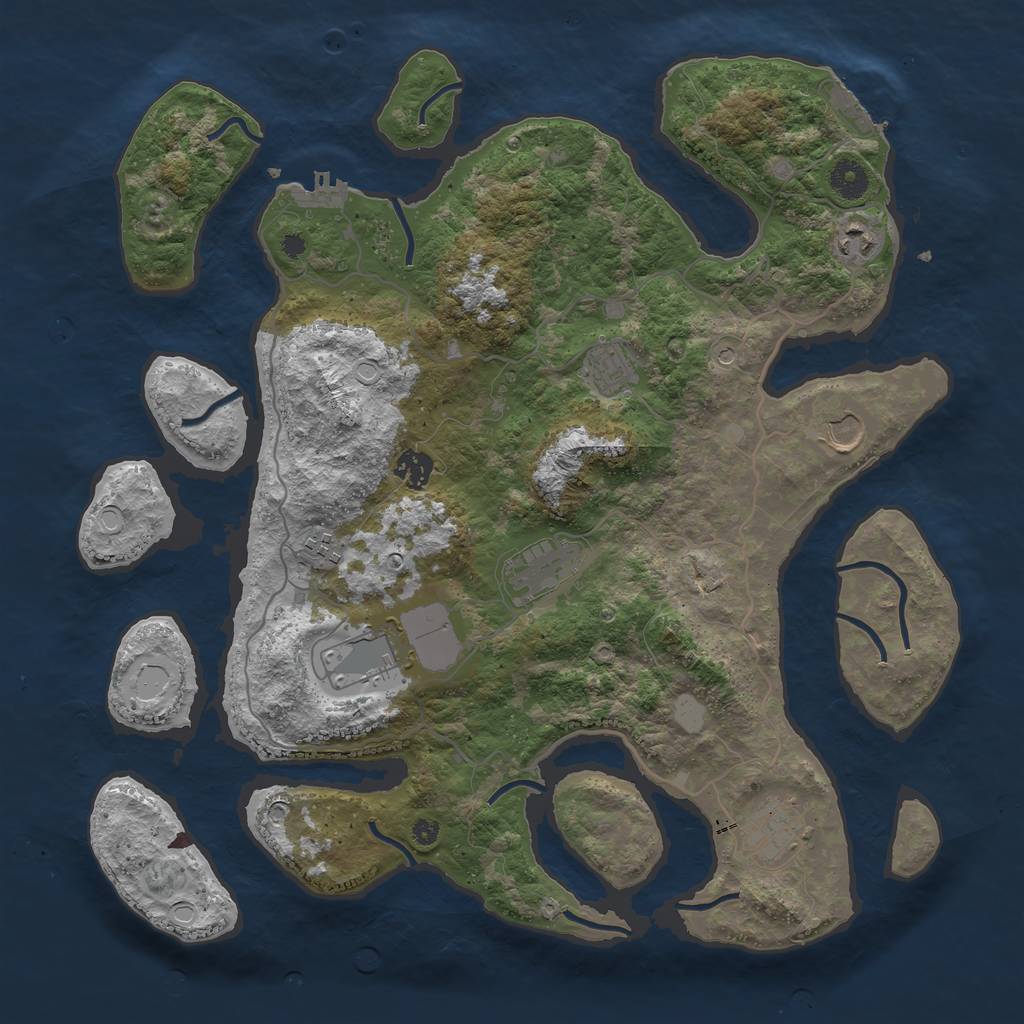 Rust Map: Procedural Map, Size: 4000, Seed: 3070288, 16 Monuments