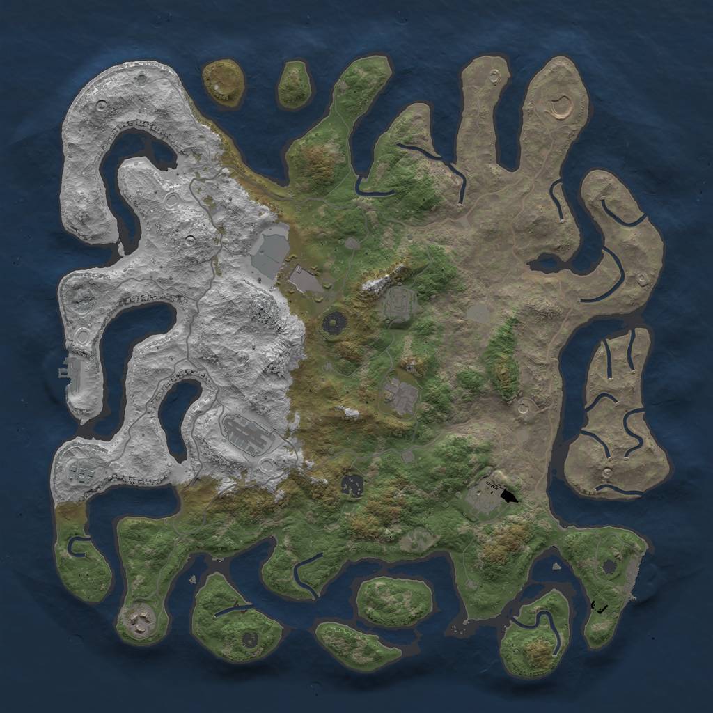 Rust Map: Procedural Map, Size: 4500, Seed: 4424920, 17 Monuments