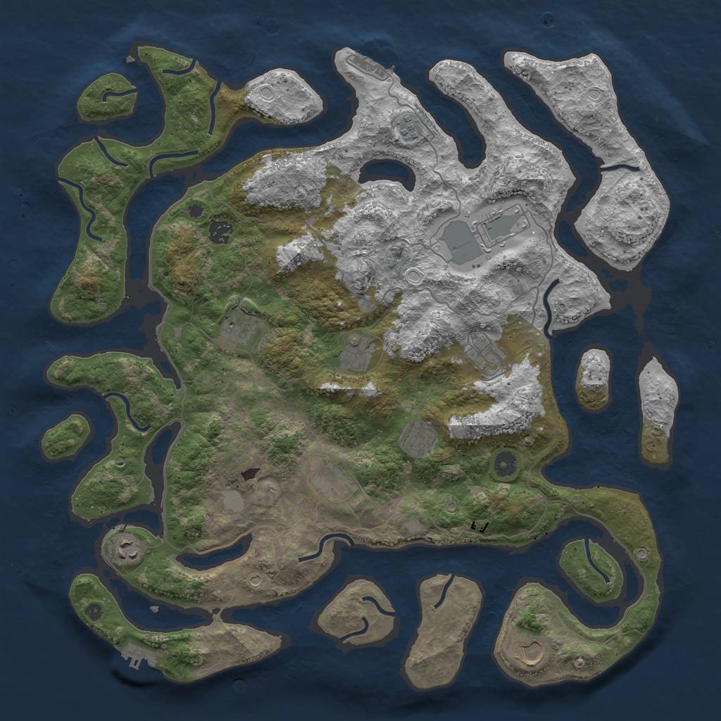 Rust Map: Procedural Map, Size: 4500, Seed: 5803732, 18 Monuments