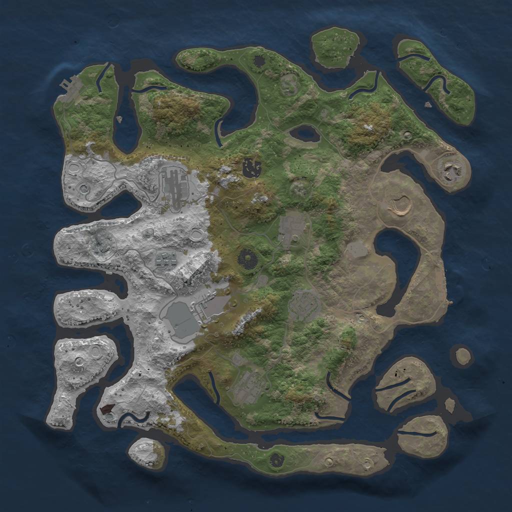 Rust Map: Procedural Map, Size: 3800, Seed: 112459154, 17 Monuments