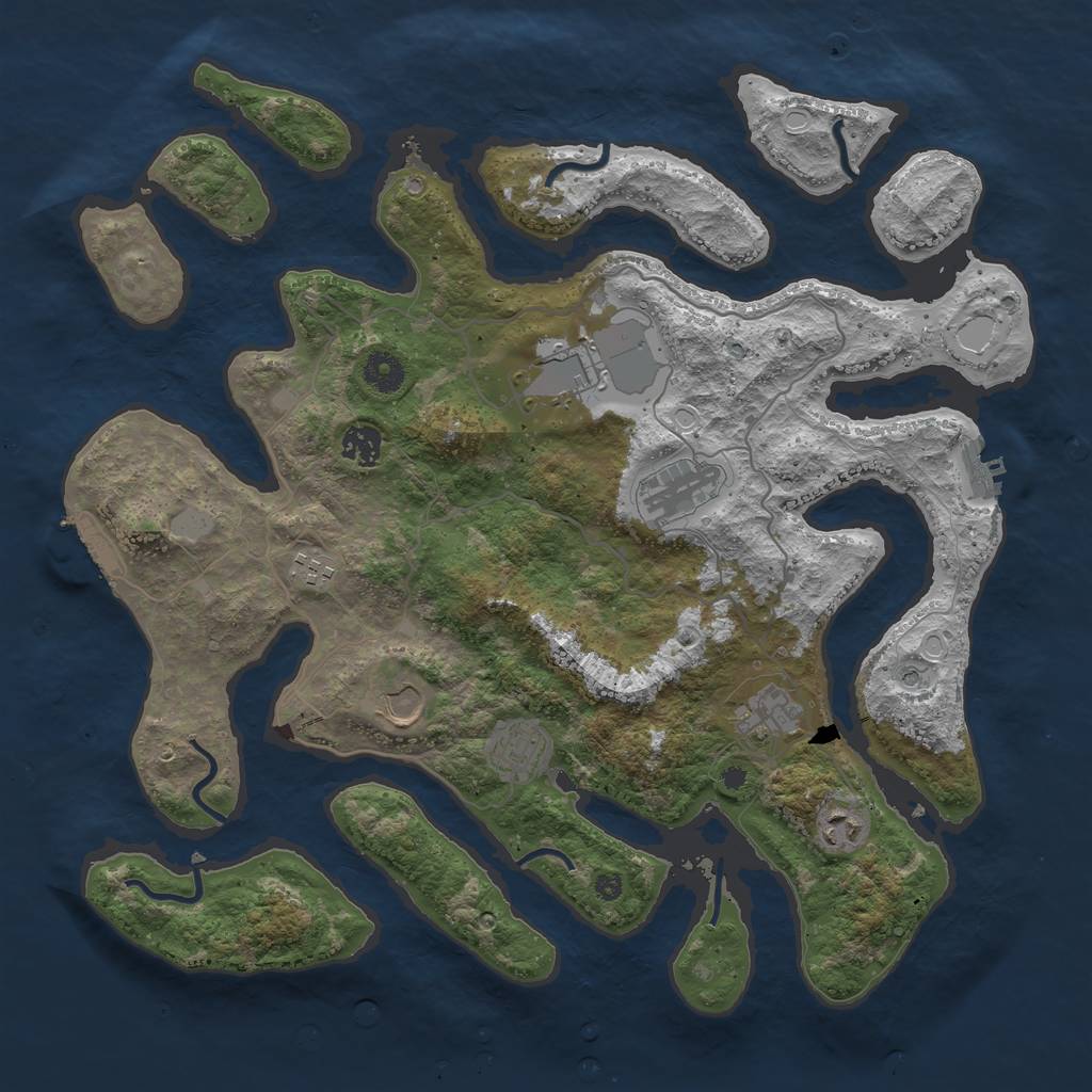 Rust Map: Procedural Map, Size: 4000, Seed: 332, 16 Monuments