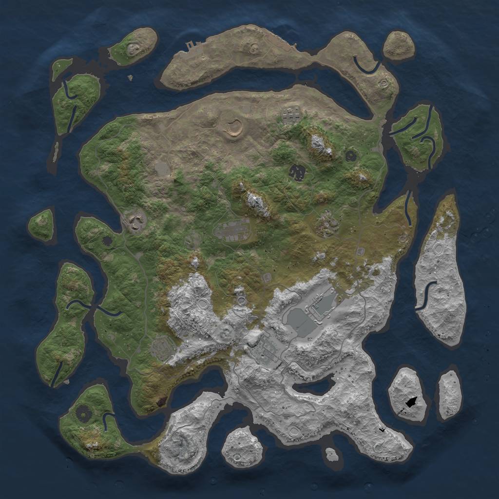 Rust Map: Procedural Map, Size: 4500, Seed: 977434713, 17 Monuments