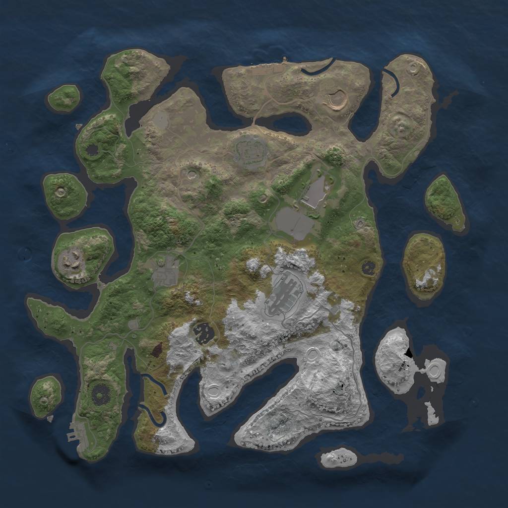Rust Map: Procedural Map, Size: 3650, Seed: 1290429184, 15 Monuments