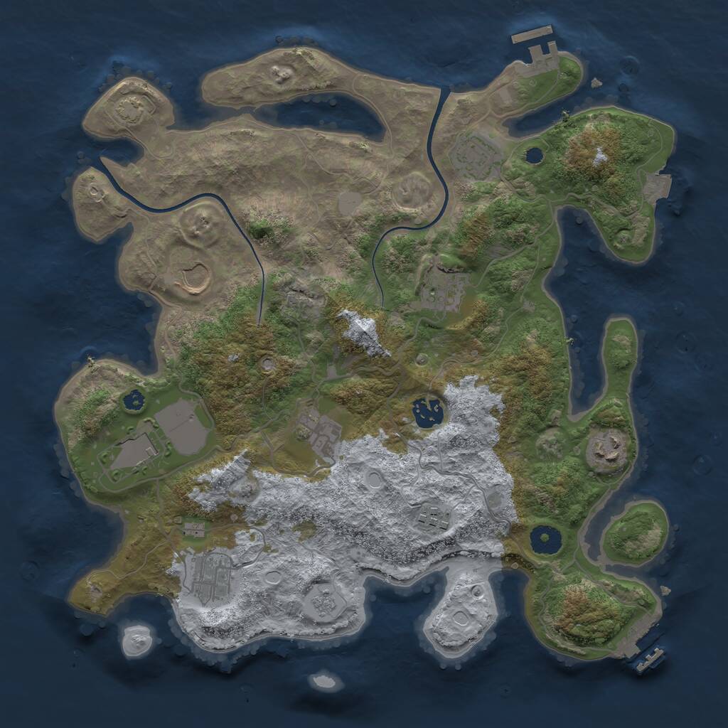Rust Map: Procedural Map, Size: 3550, Seed: 727242, 14 Monuments