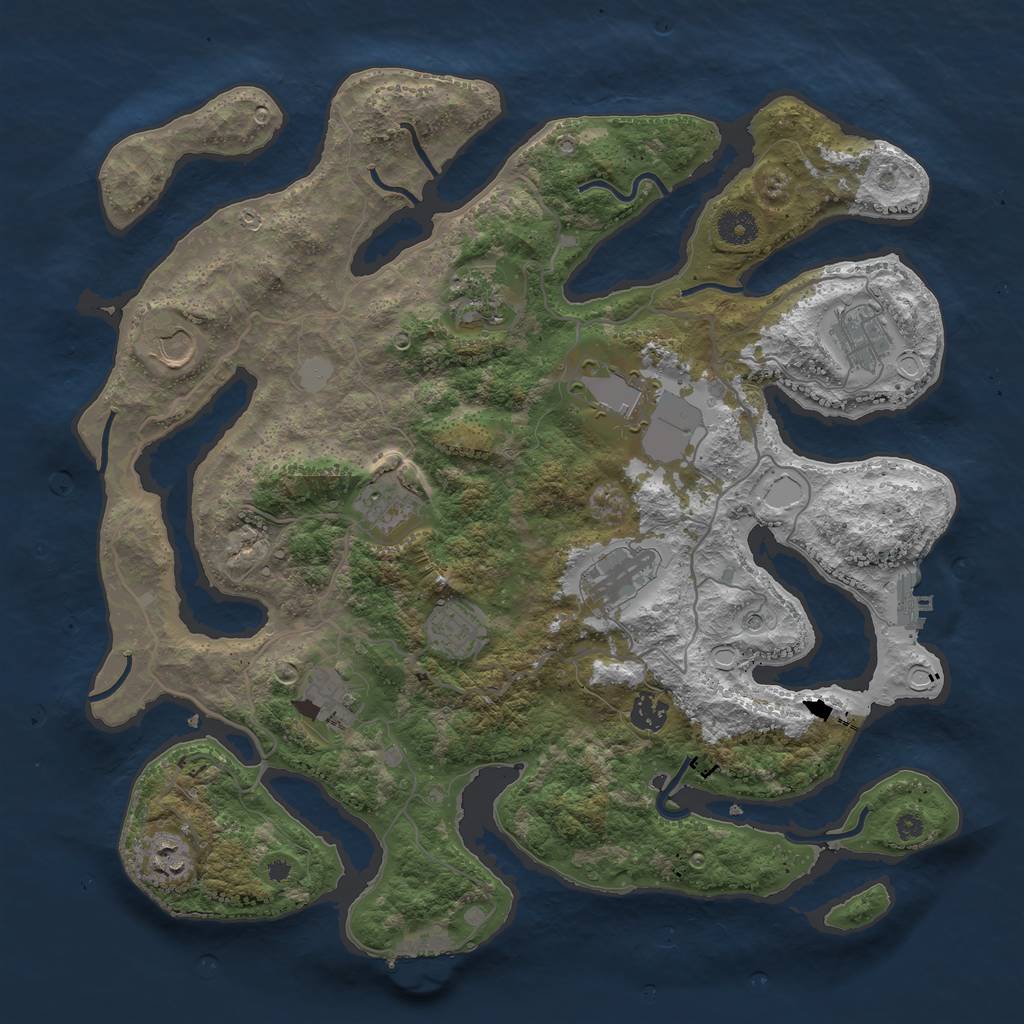 Rust Map: Procedural Map, Size: 4000, Seed: 319899, 18 Monuments