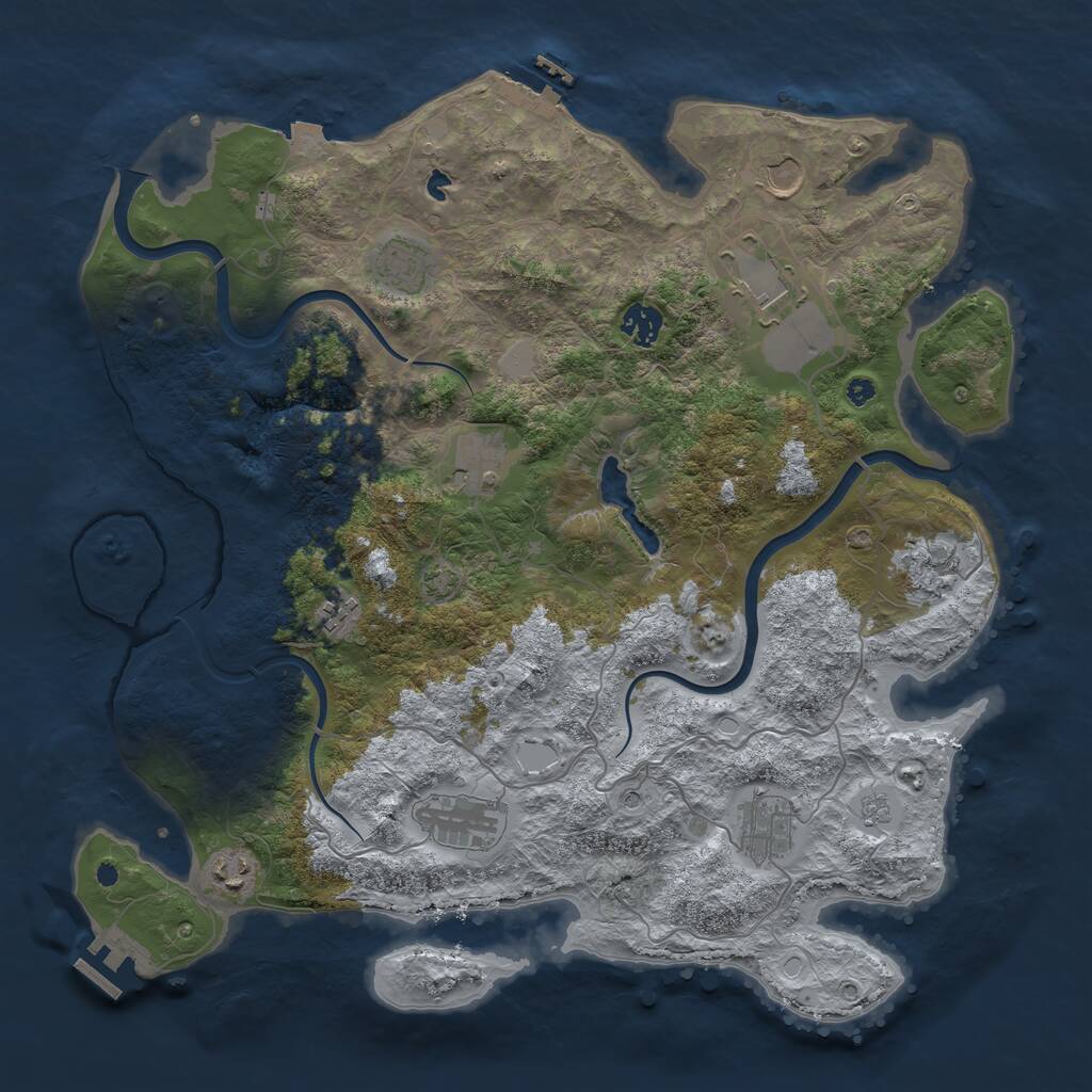 Rust Map: Procedural Map, Size: 4000, Seed: 880086, 16 Monuments