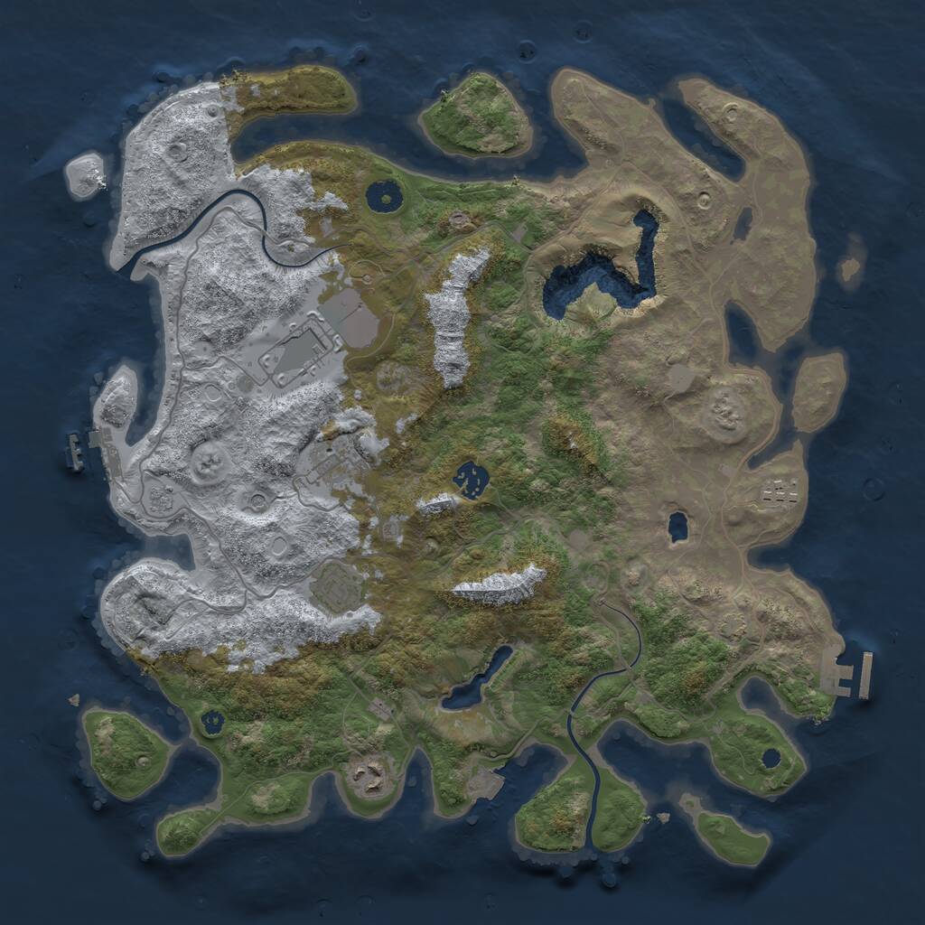 Rust Map: Procedural Map, Size: 4000, Seed: 324285, 12 Monuments