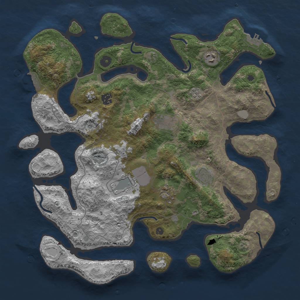 Rust Map: Procedural Map, Size: 4000, Seed: 55869, 15 Monuments
