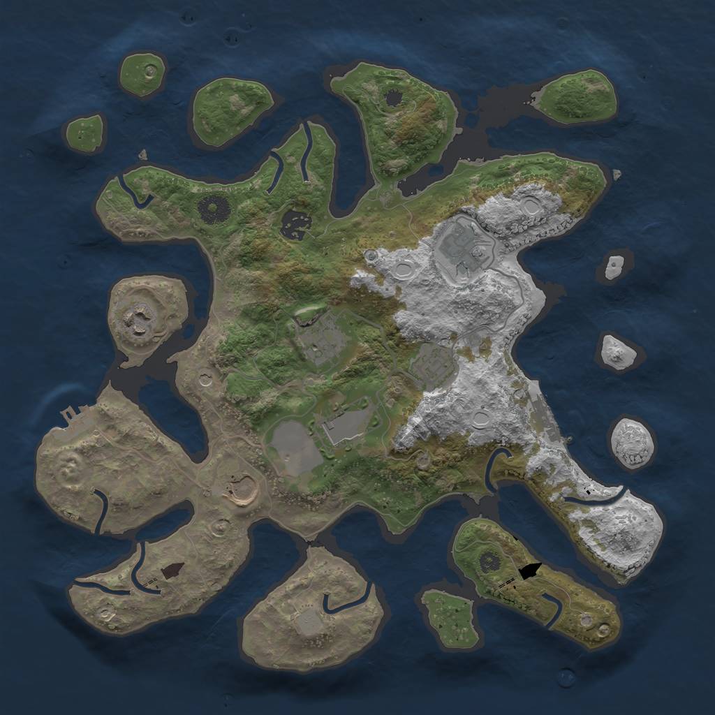 Rust Map: Procedural Map, Size: 3500, Seed: 9101342, 15 Monuments