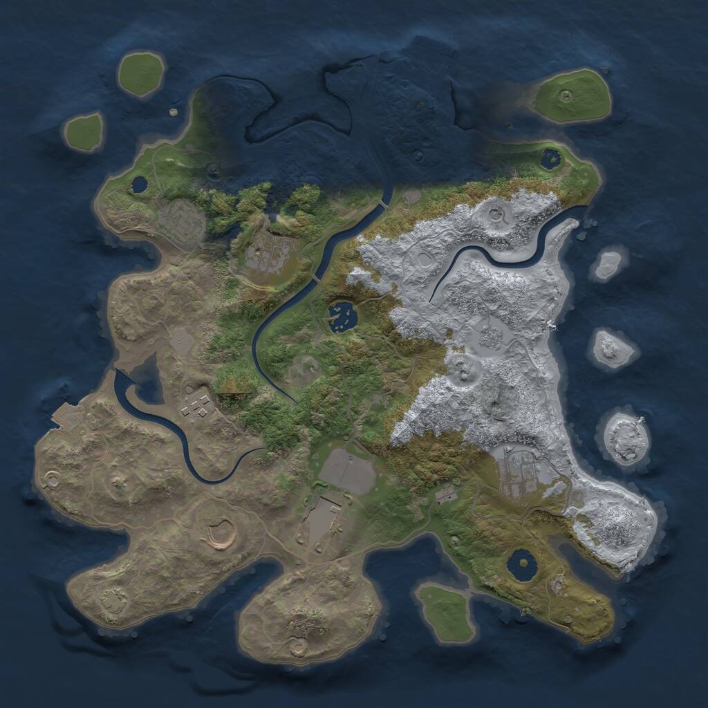 Rust Map: Procedural Map, Size: 3500, Seed: 9101342, 12 Monuments