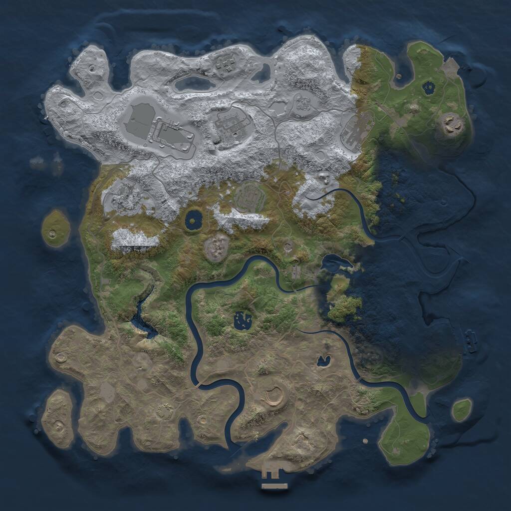 Rust Map: Procedural Map, Size: 4000, Seed: 83271, 15 Monuments