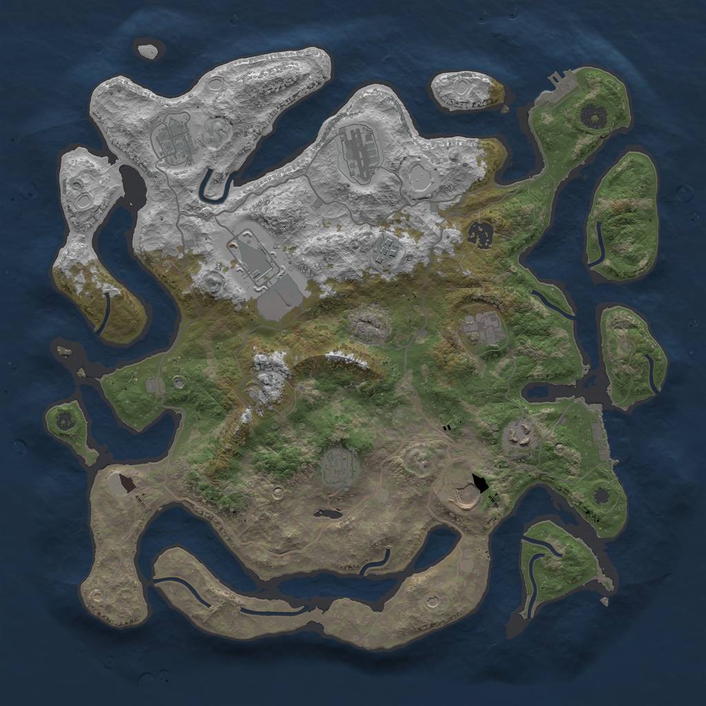 Rust Map: Procedural Map, Size: 4000, Seed: 616589613, 18 Monuments