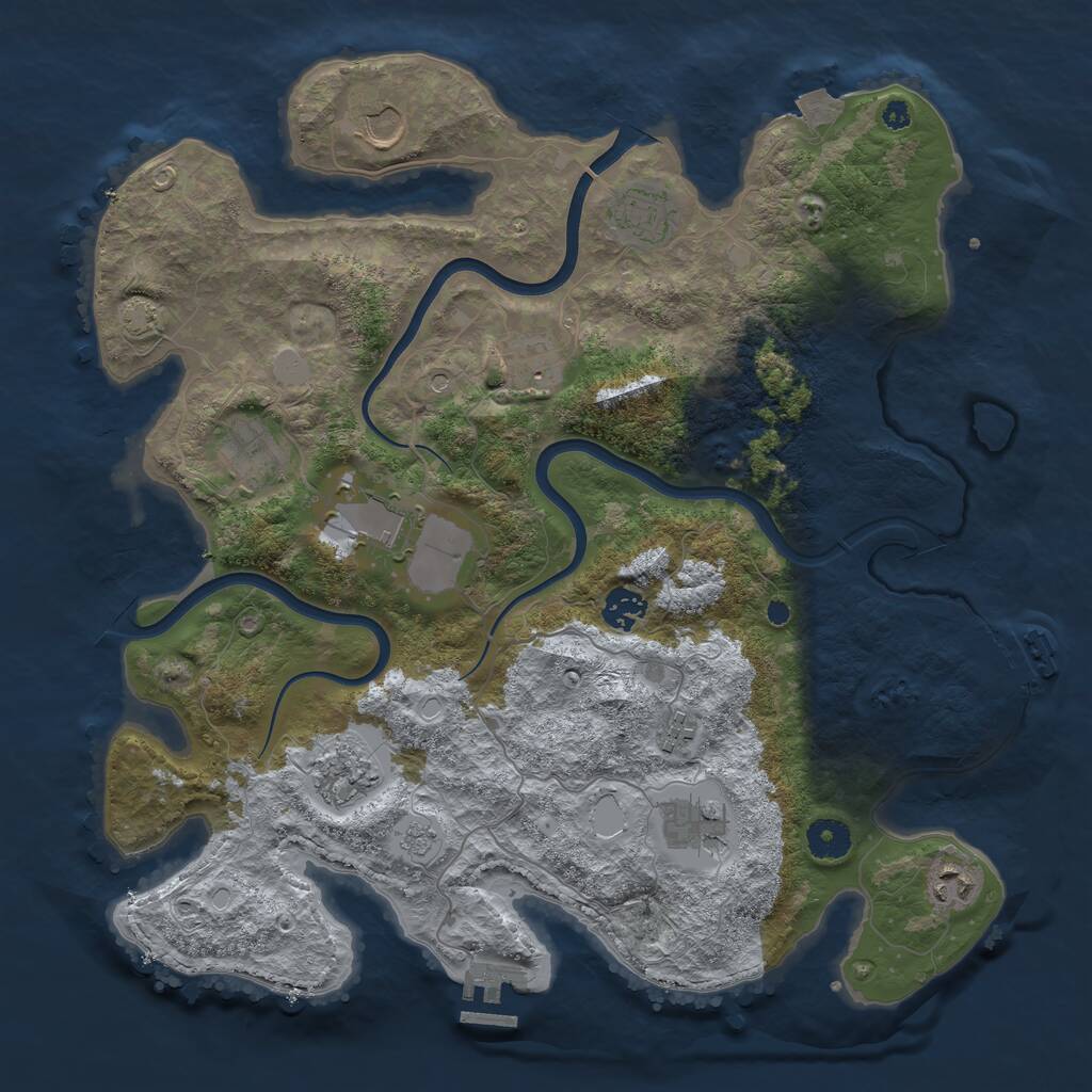 Rust Map: Procedural Map, Size: 3850, Seed: 941490786, 16 Monuments