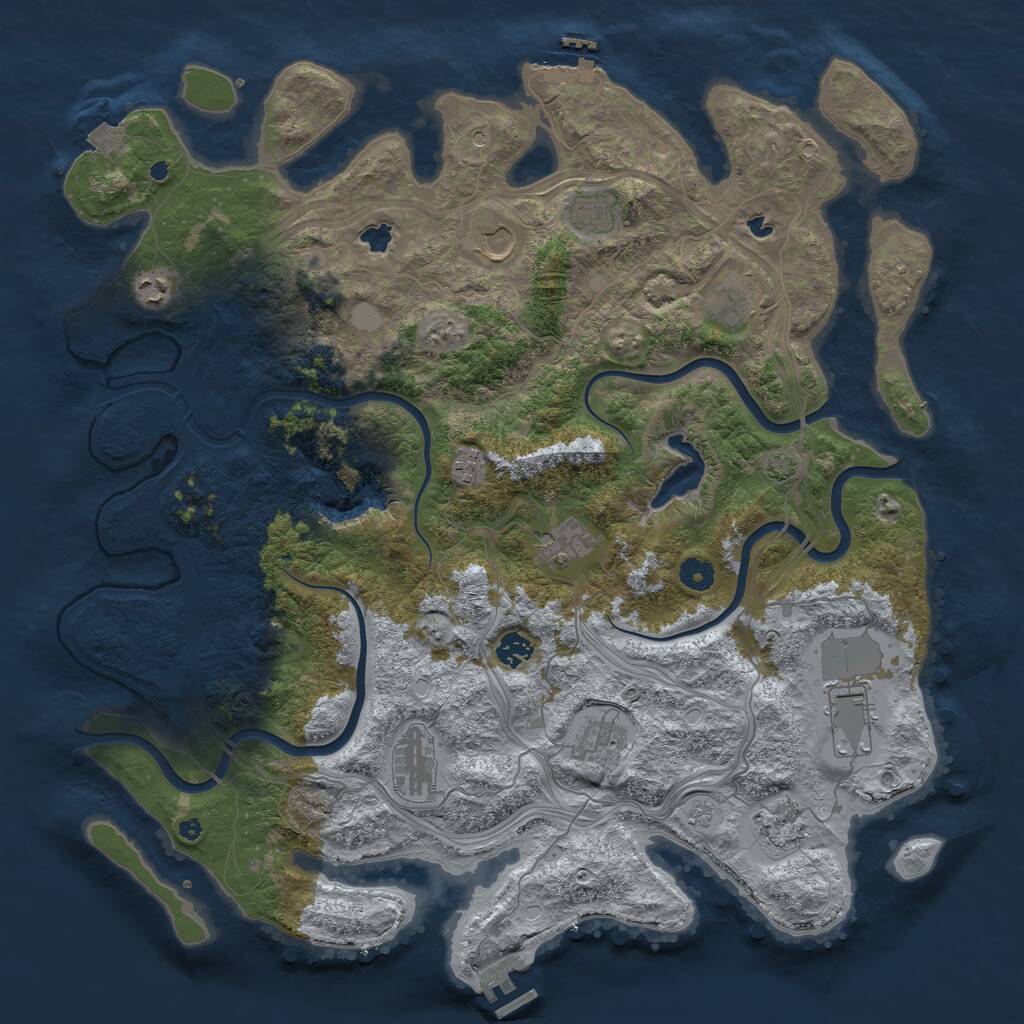 Rust Map: Procedural Map, Size: 4500, Seed: 596372, 17 Monuments