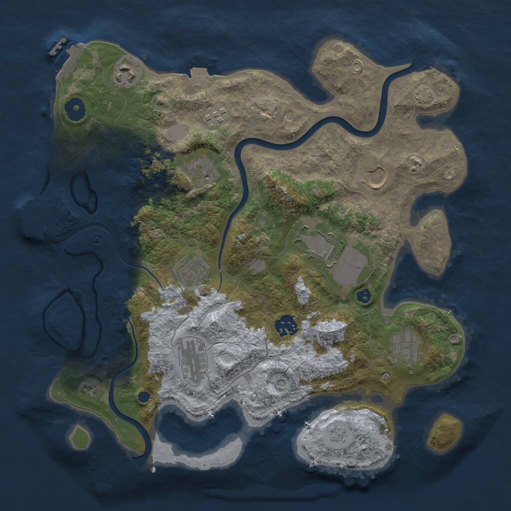 Rust Map: Procedural Map, Size: 3550, Seed: 25507, 15 Monuments