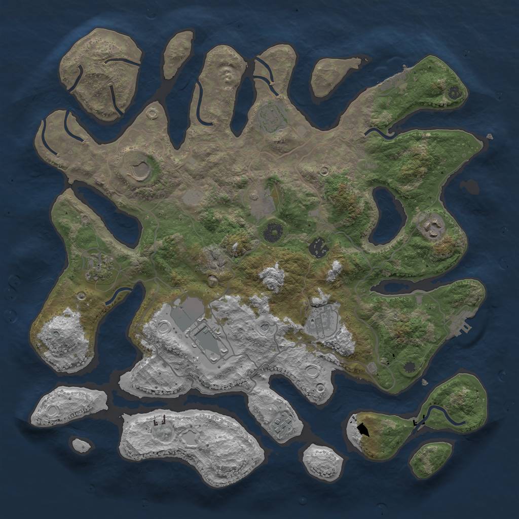 Rust Map: Procedural Map, Size: 4000, Seed: 638716, 17 Monuments
