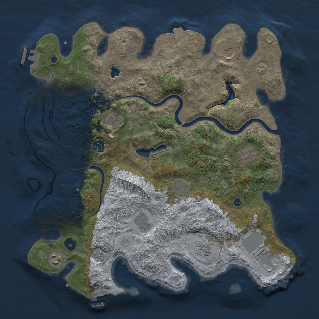 Rust Map: Procedural Map, Size: 4000, Seed: 168199583, 16 Monuments