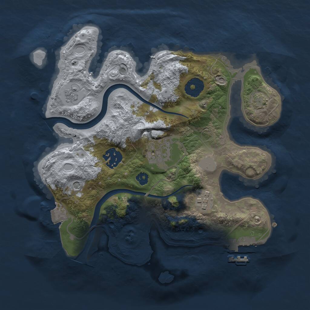 Rust Map: Procedural Map, Size: 2500, Seed: 992656521, 8 Monuments