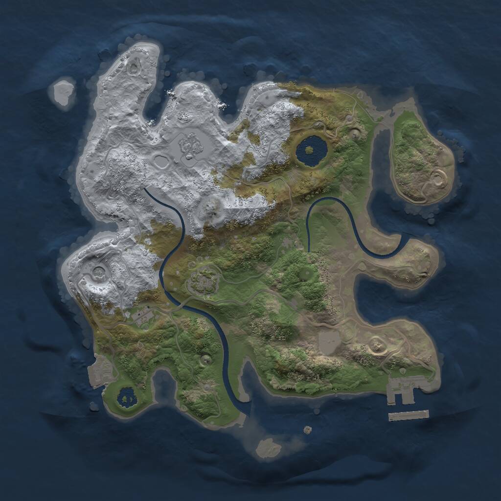 Rust Map: Procedural Map, Size: 2500, Seed: 992656521, 5 Monuments