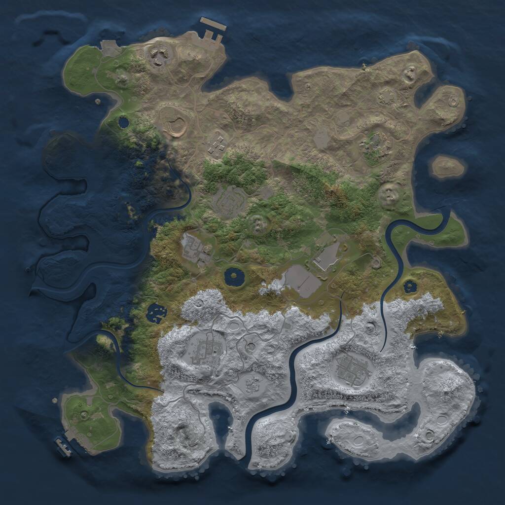 Rust Map: Procedural Map, Size: 3800, Seed: 4852014, 16 Monuments