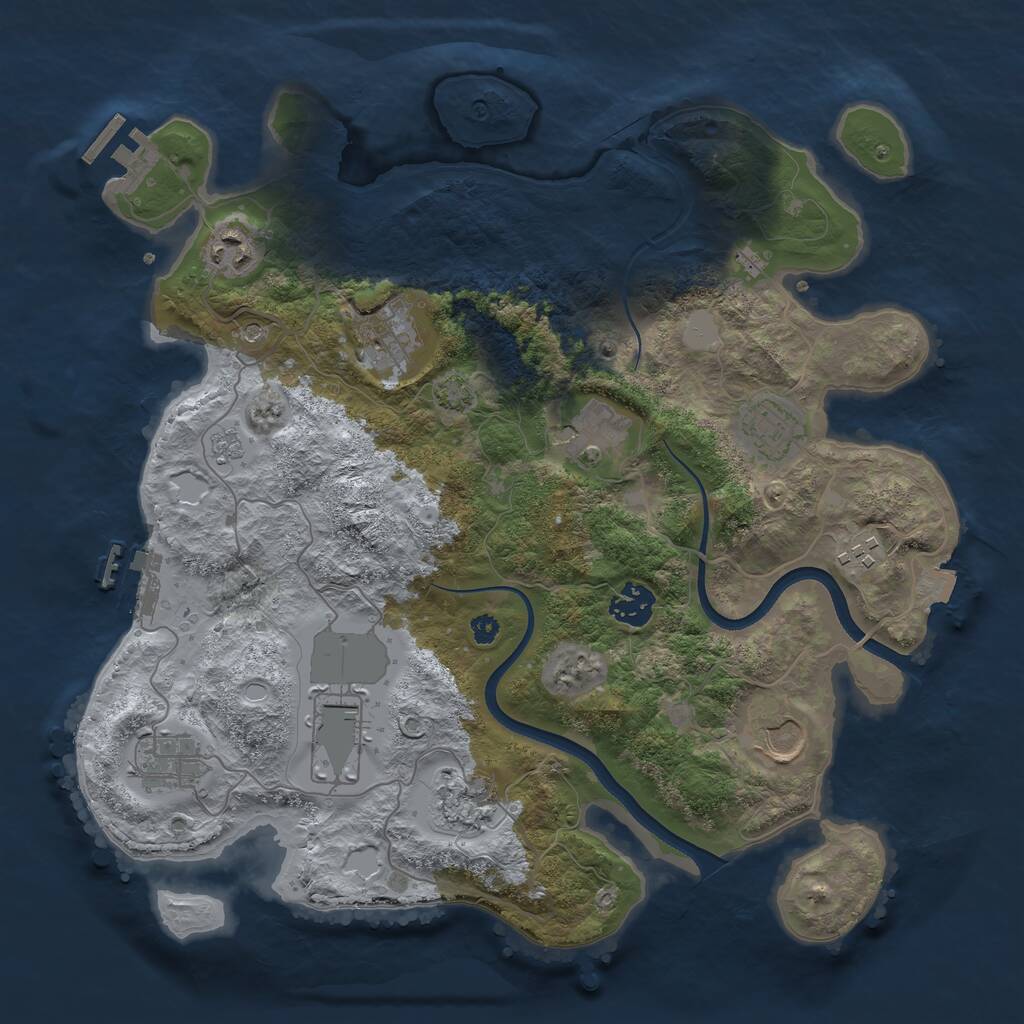 Rust Map: Procedural Map, Size: 3550, Seed: 308608, 16 Monuments