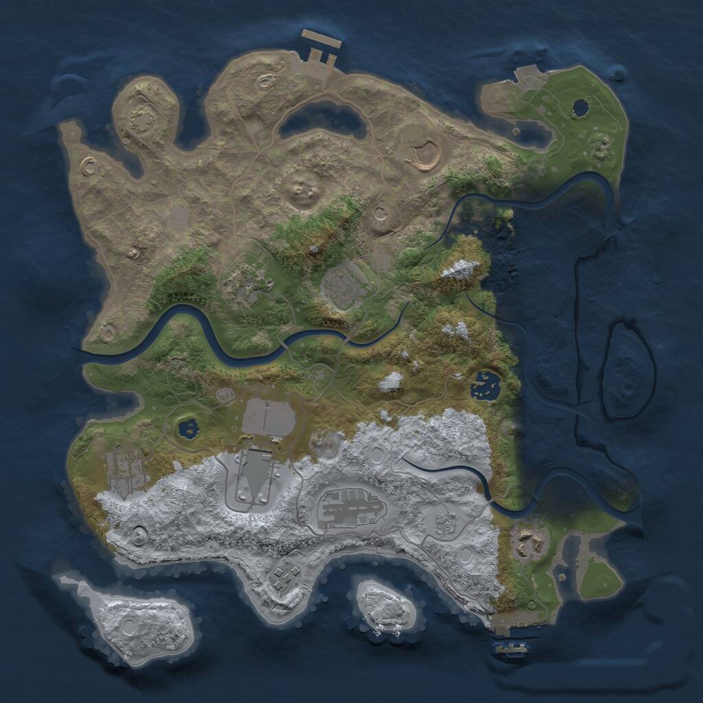 Rust Map: Procedural Map, Size: 3500, Seed: 16779, 15 Monuments