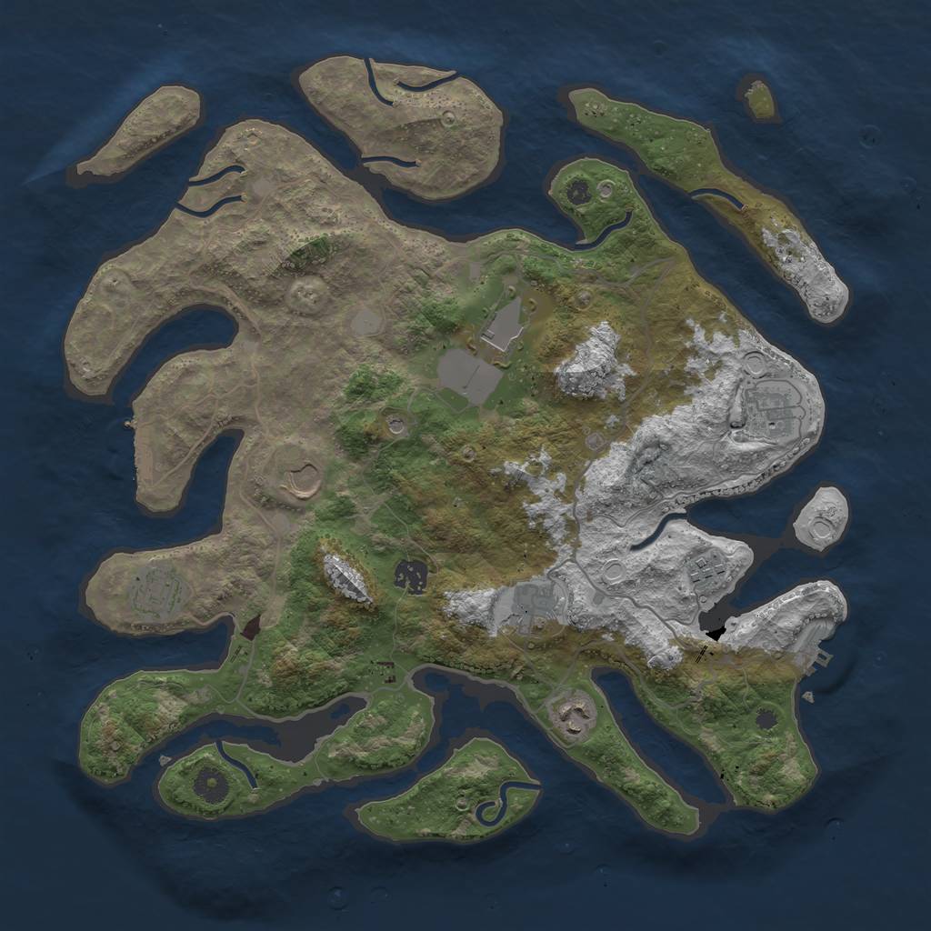 Rust Map: Procedural Map, Size: 4000, Seed: 6974123, 16 Monuments