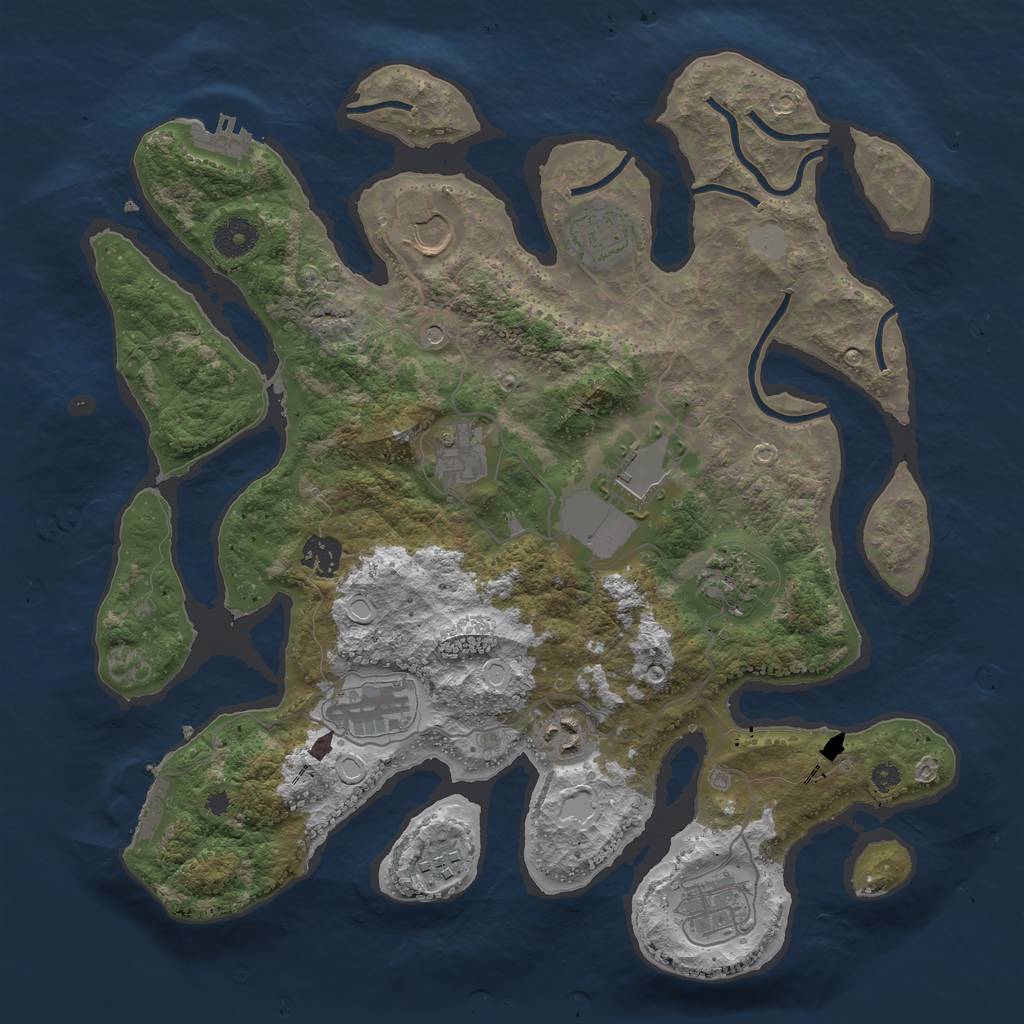 Rust Map: Procedural Map, Size: 3700, Seed: 7240253, 18 Monuments