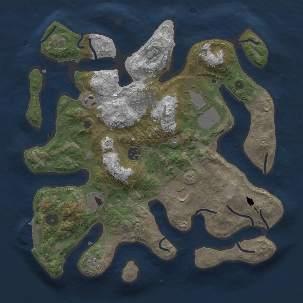 Rust Map: Procedural Map, Size: 3550, Seed: 744072, 14 Monuments