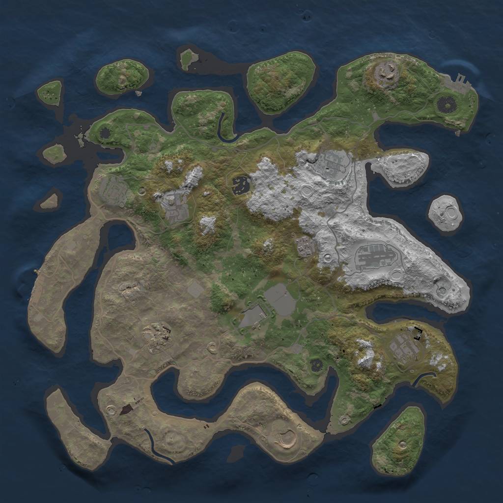 Rust Map: Procedural Map, Size: 4050, Seed: 1875836030, 19 Monuments
