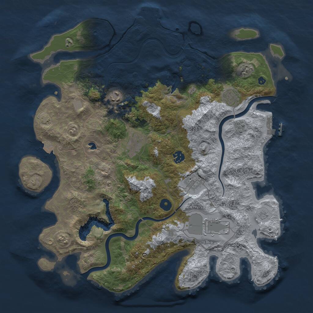 Rust Map: Procedural Map, Size: 4000, Seed: 864, 13 Monuments