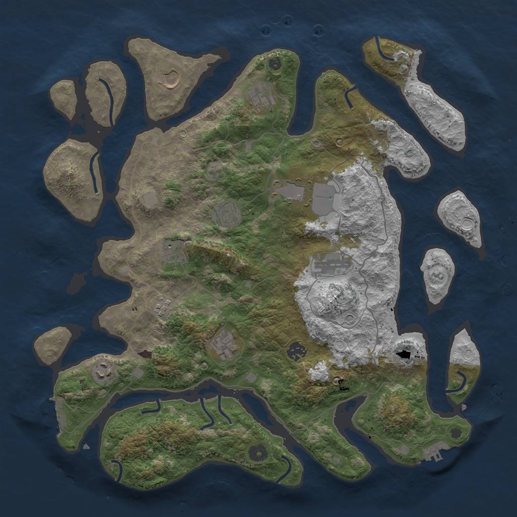 Rust Map: Procedural Map, Size: 4250, Seed: 2227, 18 Monuments