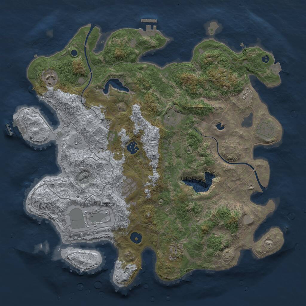 Rust Map: Procedural Map, Size: 4000, Seed: 856524, 14 Monuments