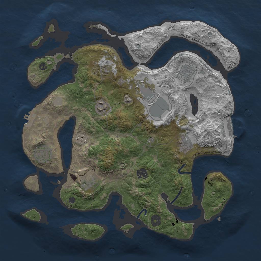 Rust Map: Procedural Map, Size: 3500, Seed: 24959810, 17 Monuments