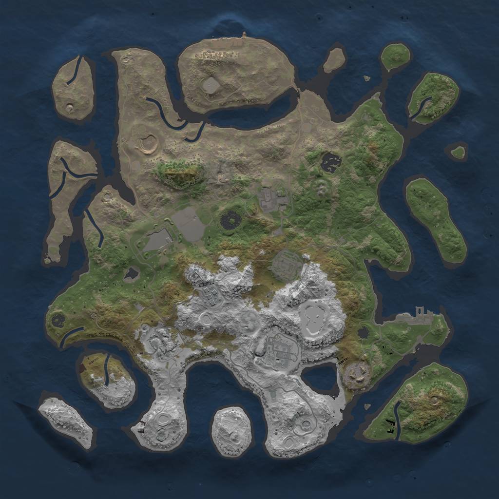 Rust Map: Procedural Map, Size: 3800, Seed: 15170495, 17 Monuments