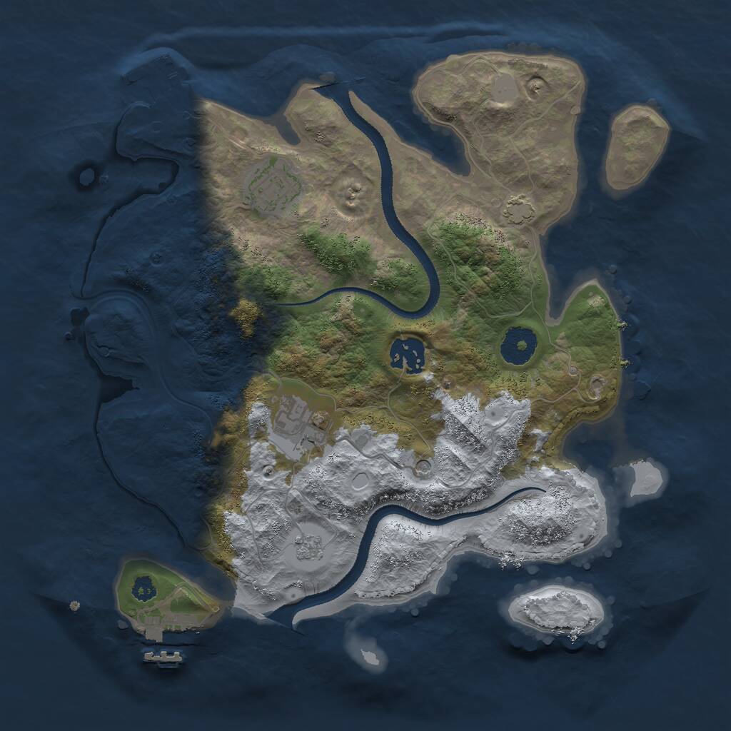 Rust Map: Procedural Map, Size: 3000, Seed: 8221756, 9 Monuments