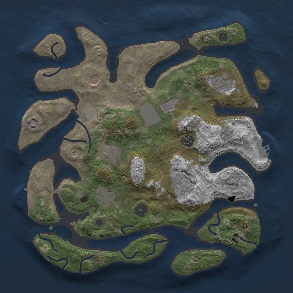 Rust Map: Procedural Map, Size: 3500, Seed: 165899672, 17 Monuments