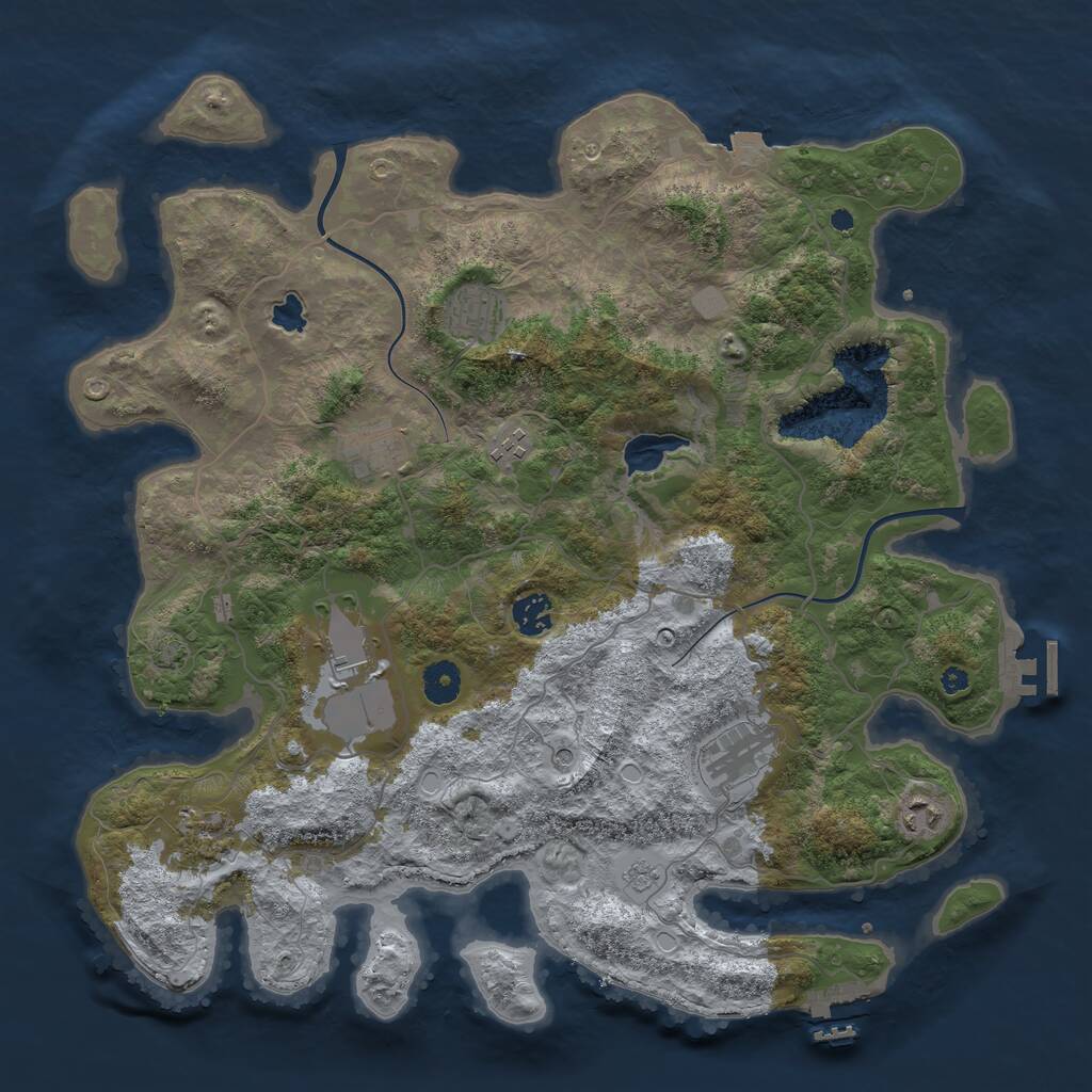 Rust Map: Procedural Map, Size: 4000, Seed: 64632, 14 Monuments
