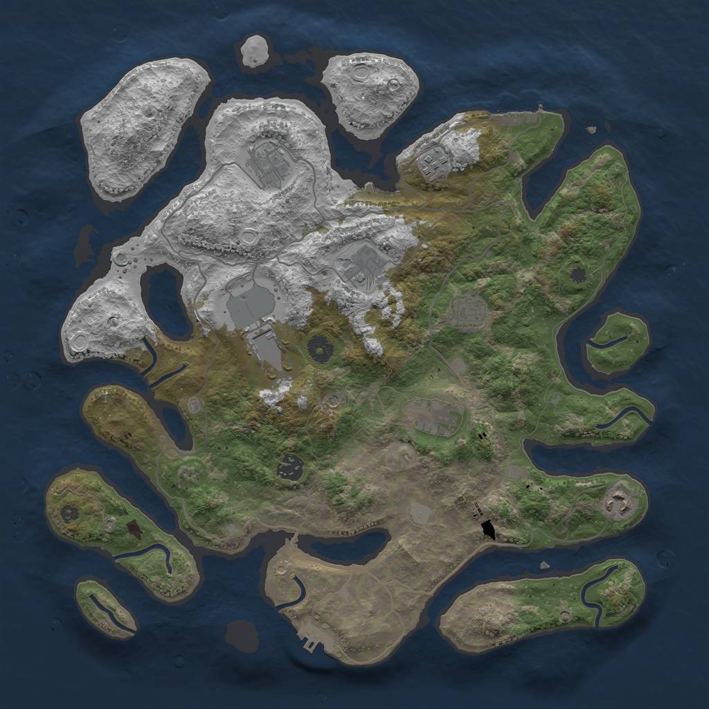 Rust Map: Procedural Map, Size: 4000, Seed: 100807, 16 Monuments