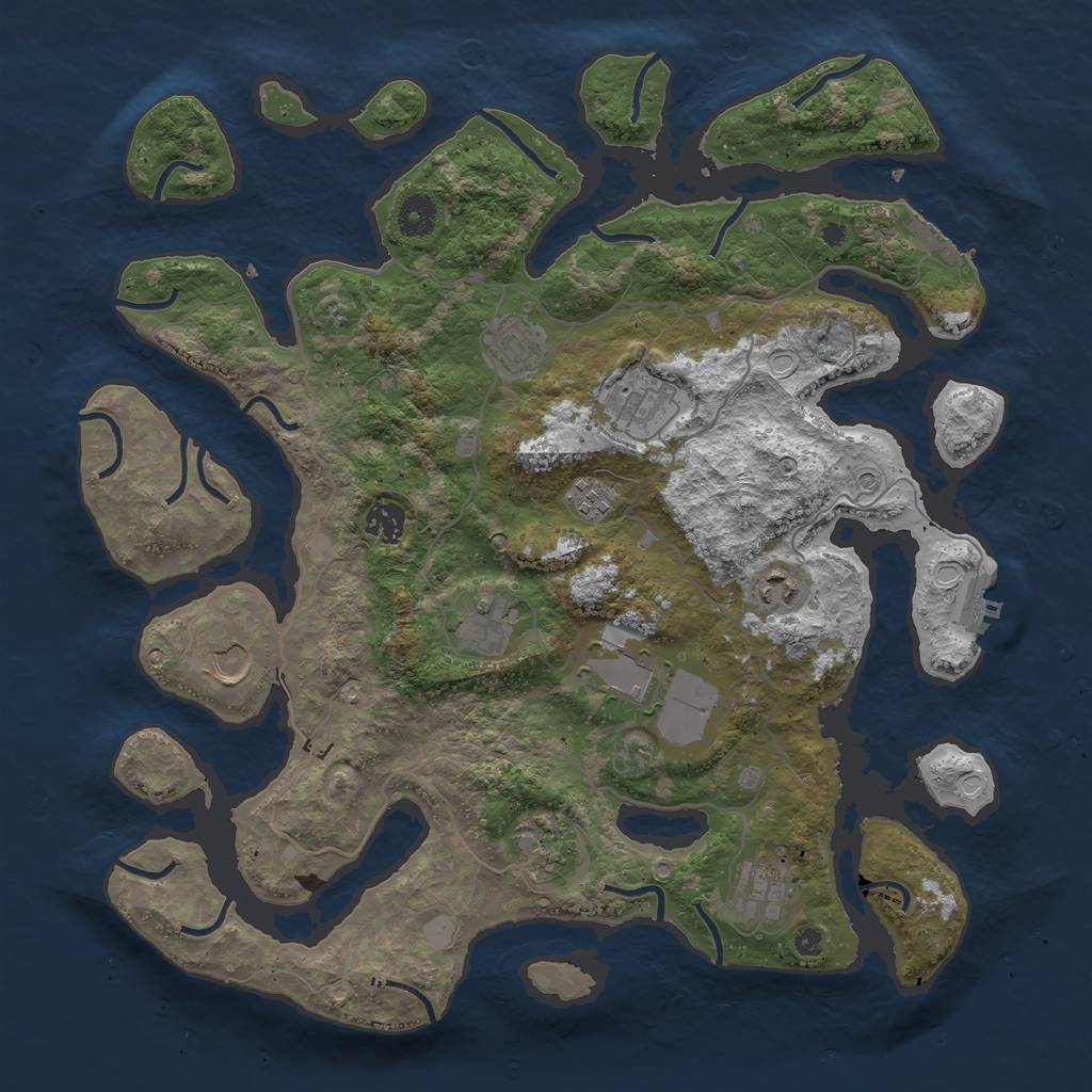 Rust Map: Procedural Map, Size: 4000, Seed: 307268, 18 Monuments