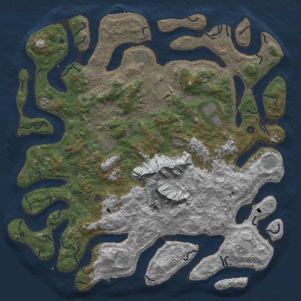 Rust Map: Procedural Map, Size: 6000, Seed: 45786453, 19 Monuments