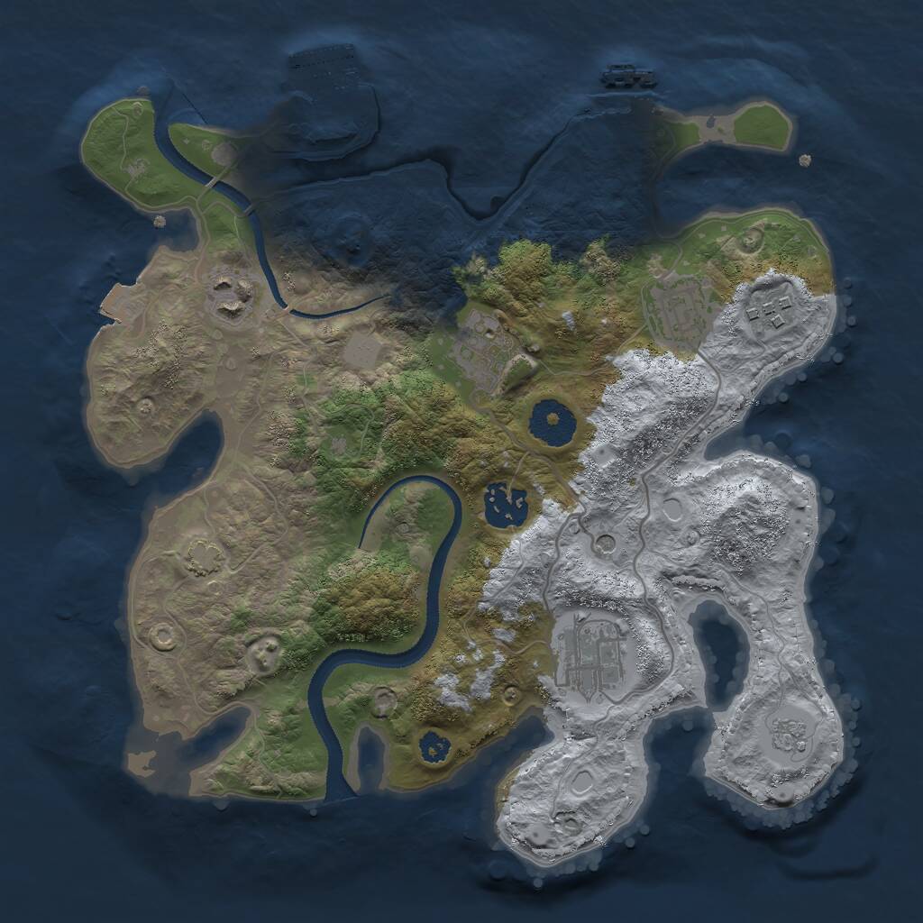 Rust Map: Procedural Map, Size: 3010, Seed: 13843, 12 Monuments