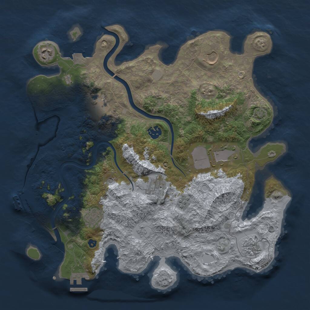 Rust Map: Procedural Map, Size: 3600, Seed: 50000, 15 Monuments